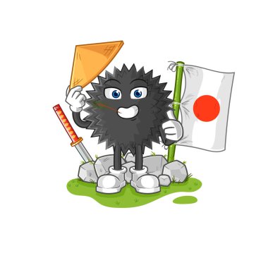 the sea urchin japanese vector. cartoon characte