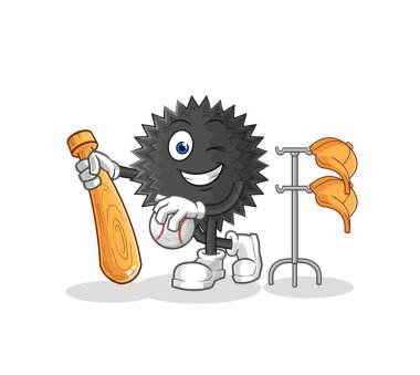 the sea urchin playing baseball mascot. cartoon vecto