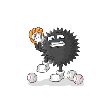 the sea urchin baseball pitcher cartoon. cartoon mascot vecto