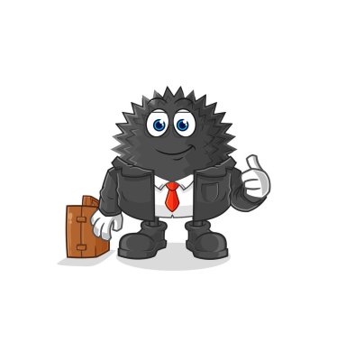 the sea urchin office worker mascot. cartoon vecto