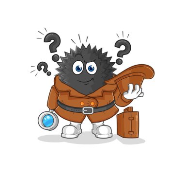 the sea urchin detective vector. cartoon characte