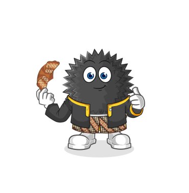 the sea urchin Javanese character. cartoon mascot vecto