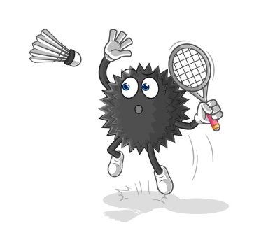 the sea urchin smash at badminton cartoon. cartoon mascot vecto