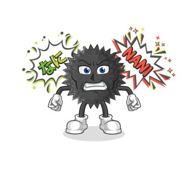 the sea urchin anime angry vector. cartoon characte