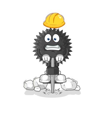 the sea urchin drill the ground cartoon character vecto