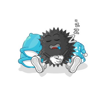 the sea urchin sleeping character. cartoon mascot vecto