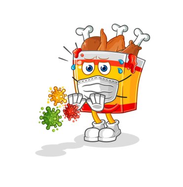 the fried chicken refuse viruses cartoon. cartoon mascot vecto