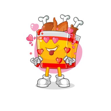 the fried chicken fallin love vector. cartoon characte