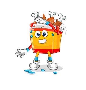 the fried chicken stretching character. cartoon mascot vecto