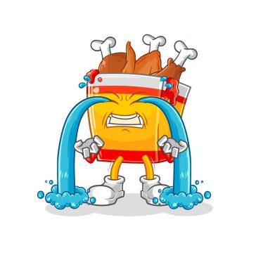 the fried chicken crying illustration. character vecto
