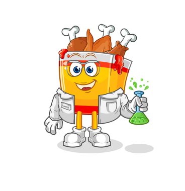 the fried chicken scientist character. cartoon mascot vecto