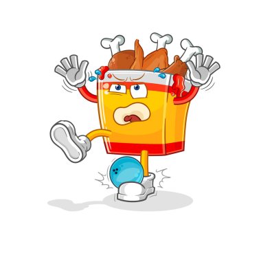 the fried chicken hiten by bowling cartoon. cartoon mascot vecto