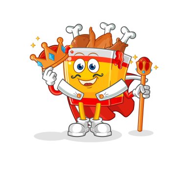 the fried chicken king vector. cartoon characte