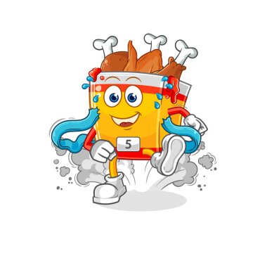 the fried chicken runner character. cartoon mascot vecto