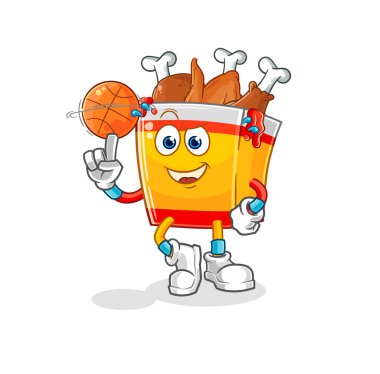 the fried chicken playing basket ball mascot. cartoon vecto