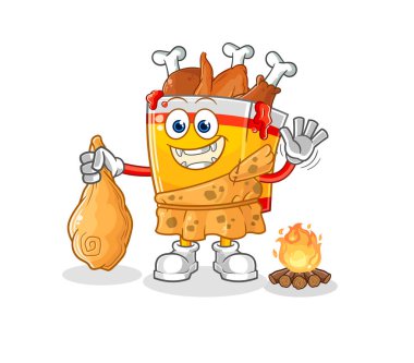 the fried chicken ancient cartoon. cartoon mascot vecto