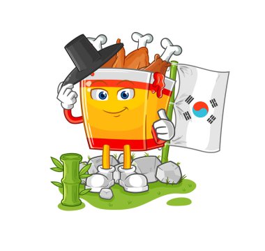 the fried chicken korean character. cartoon mascot vecto
