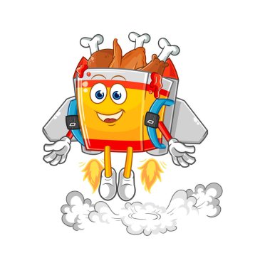 the fried chicken with jetpack mascot. cartoon vecto