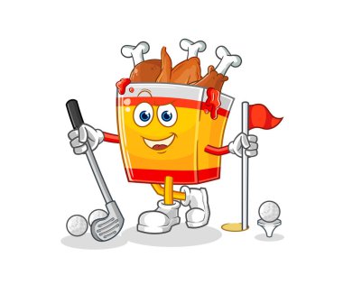 the fried chicken playing golf vector. cartoon characte