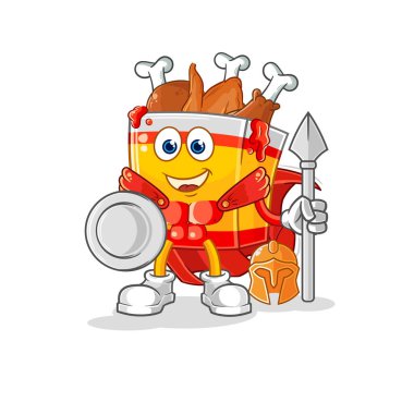 the fried chicken spartan character. cartoon mascot vecto