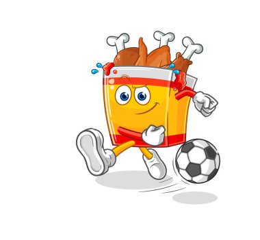 the fried chicken kicking the ball cartoon. cartoon mascot vecto