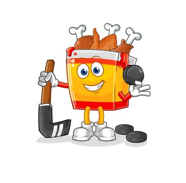 the fried chicken playing hockey vector. cartoon characte