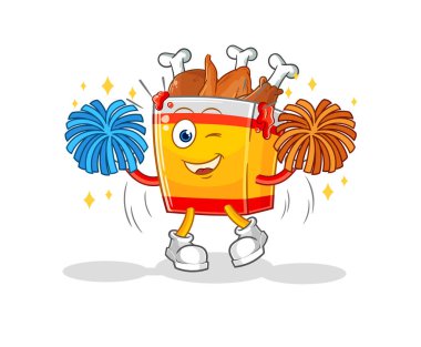 the fried chicken cheerleader cartoon. cartoon mascot vecto