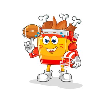the fried chicken playing rugby character. cartoon mascot vecto