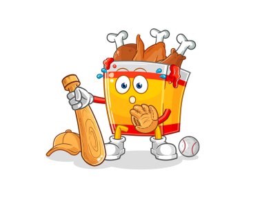 the fried chicken baseball Catcher cartoon. cartoon mascot vecto