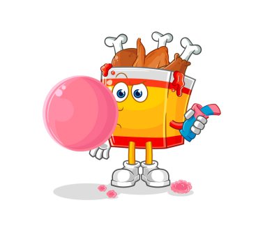 the fried chicken chewing gum vector. cartoon characte