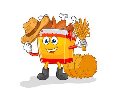 the fried chicken farmer mascot. cartoon vecto