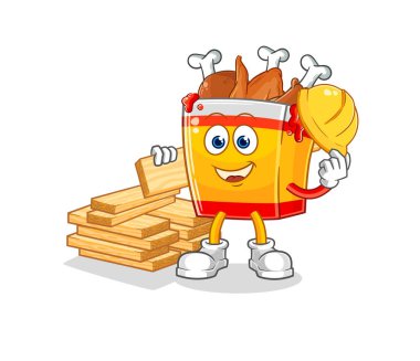 the fried chicken builder vector. cartoon characte