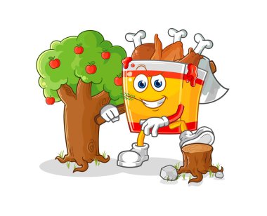 the fried chicken Carpenter illustration. character vecto