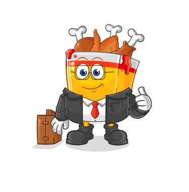 the fried chicken office worker mascot. cartoon vecto