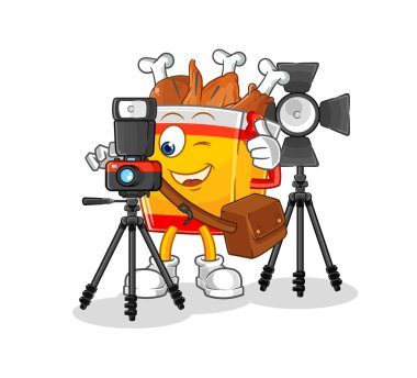 the fried chicken photographer character. cartoon mascot vecto