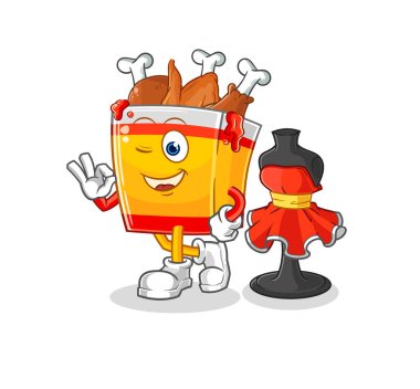 the fried chicken fashion designer vector. cartoon characte