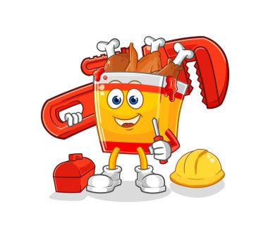 the fried chicken plumber cartoon. cartoon mascot vecto