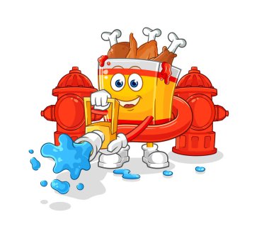 the fried chicken firefighter vector. cartoon characte