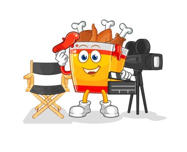 the fried chicken director mascot. cartoon vecto