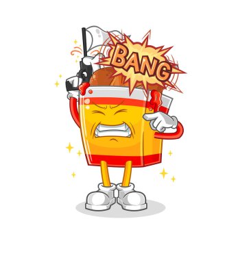 the fried chicken warning shot mascot. cartoon vecto