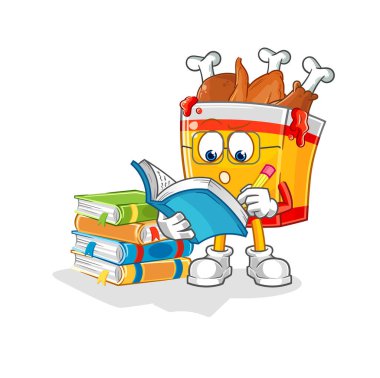 the fried chicken studying mascot. cartoon vecto