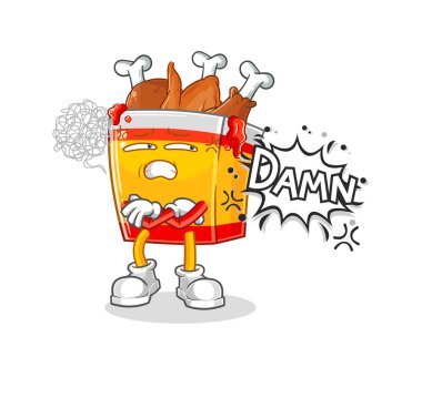 the fried chicken very pissed off illustration. character vecto