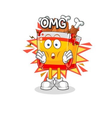 the fried chicken Oh my God vector. cartoon characte