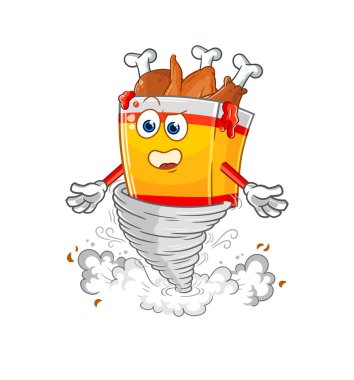 the fried chicken in the tornado cartoon character vecto