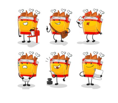 the fried chicken postman set character. cartoon mascot vecto