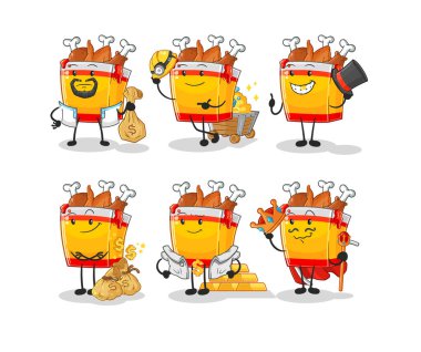 the fried chicken rich group character. cartoon mascot vecto