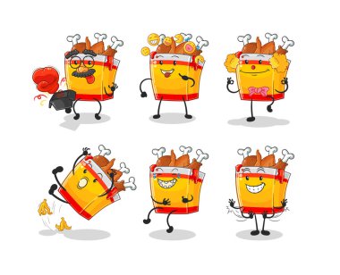 the fried chicken comedy set character. cartoon mascot vecto