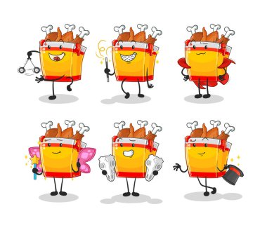 the fried chicken magic group character. cartoon mascot vecto