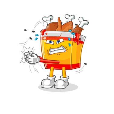 the fried chicken swat fly character. cartoon mascot vecto