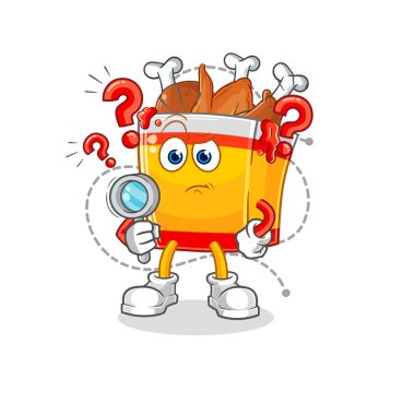 the fried chicken searching illustration. character vecto